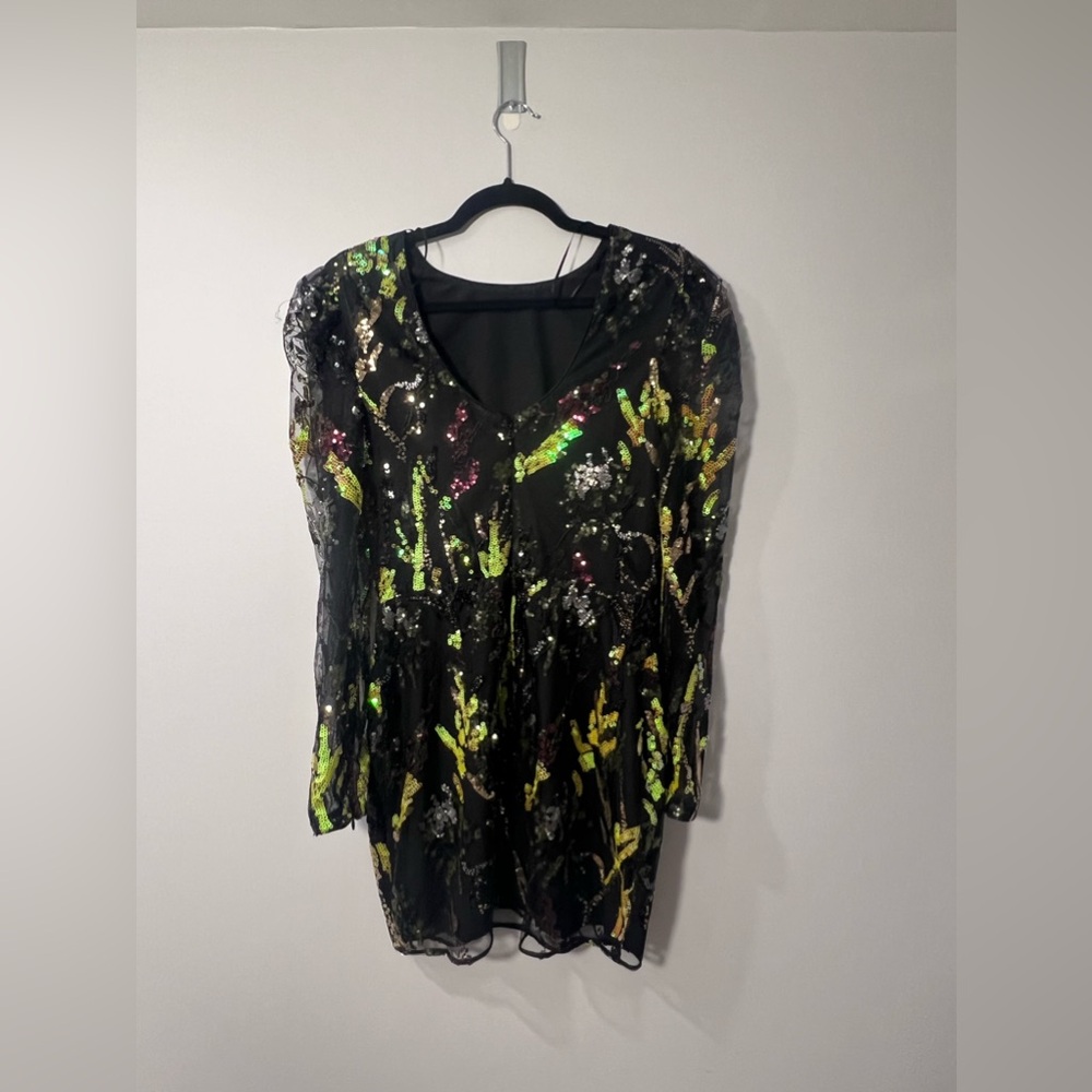 Dress The Population Sequin Long Sleeve Dress